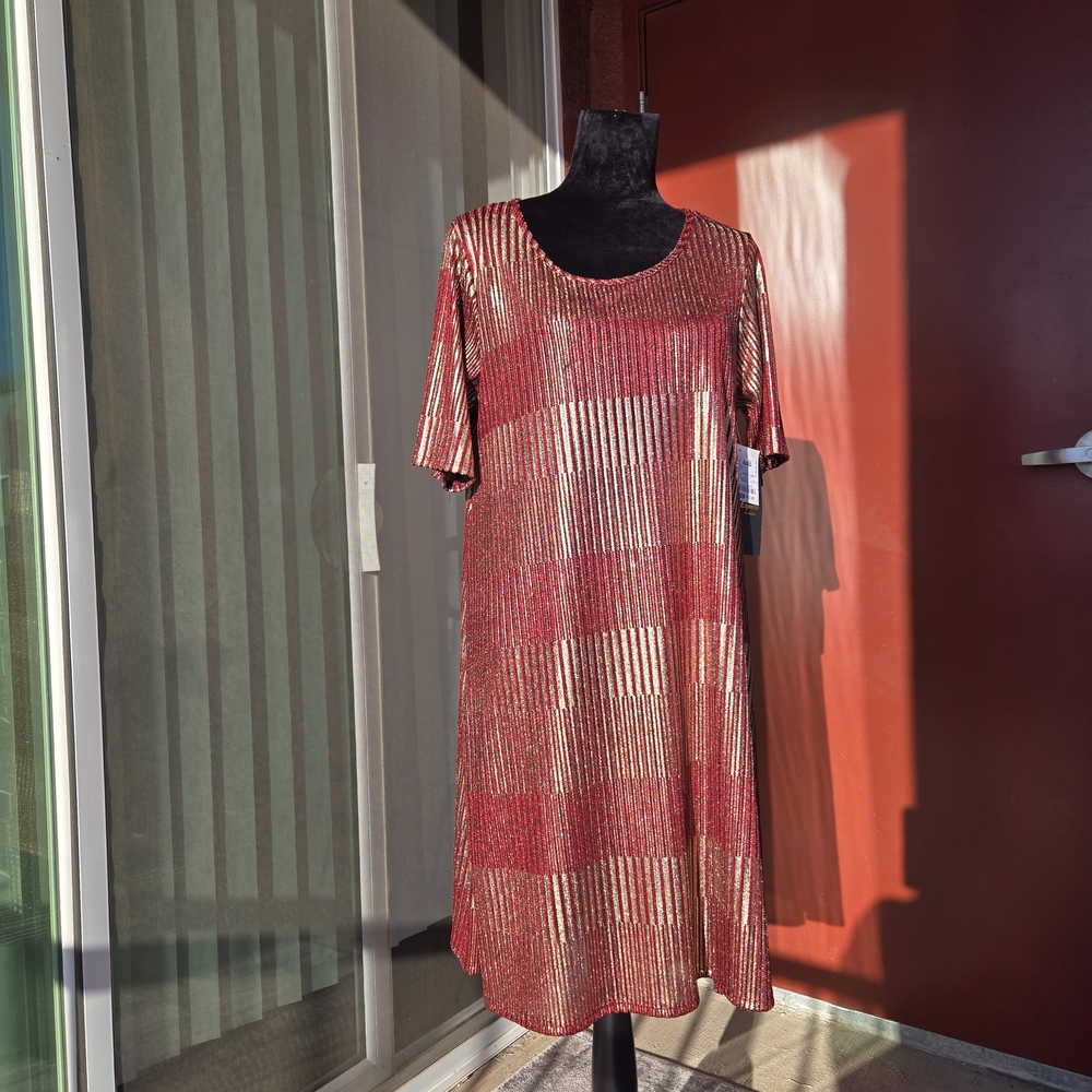 Red and Gold Striped Dress
